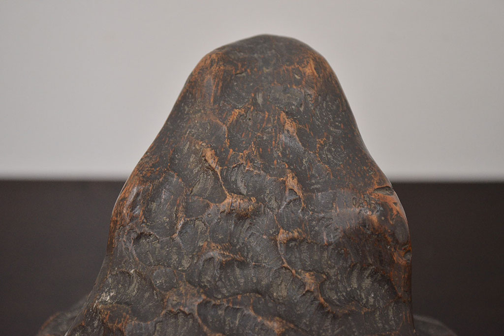 アンティーク雑貨　古い木彫りの蛙　置物　竹根　彫刻　民芸品　中国唐物?(R-042801)