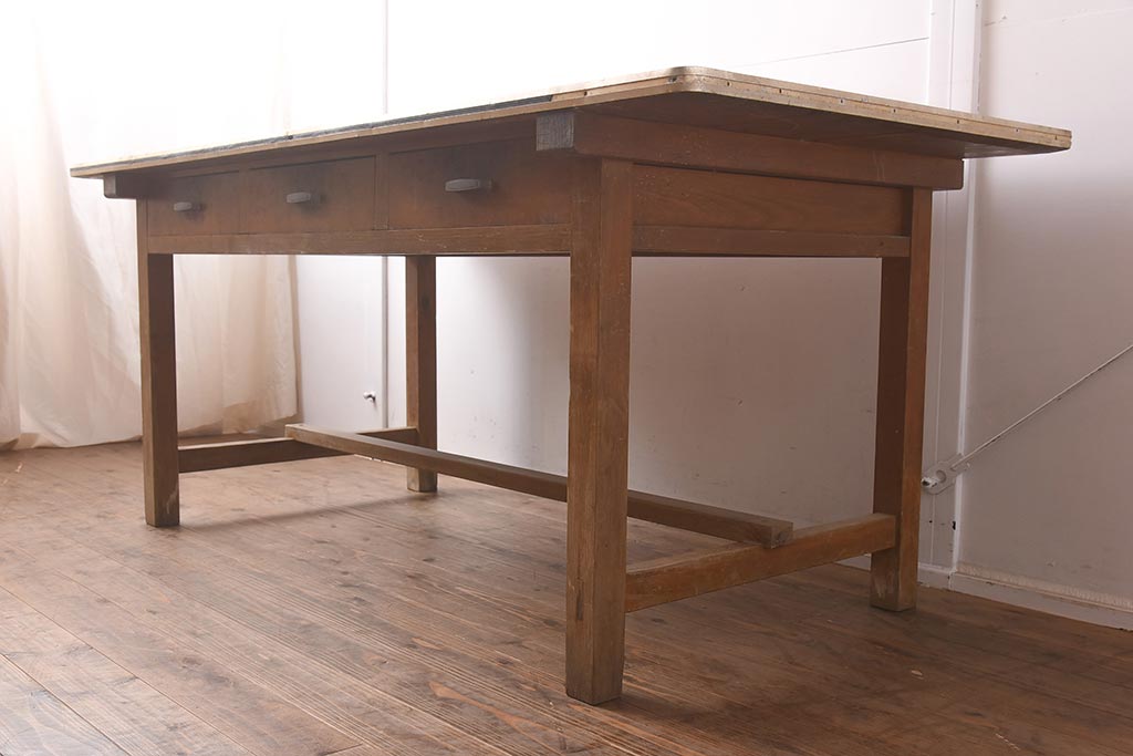 アンティーク家具 昭和レトロな雰囲気漂う作業台(ダイニングテーブル)(R042809) ラフジュ工房