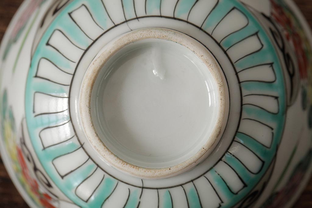 明治大正期　色絵染付蓋茶碗2客セット(和食器)(R-042810)