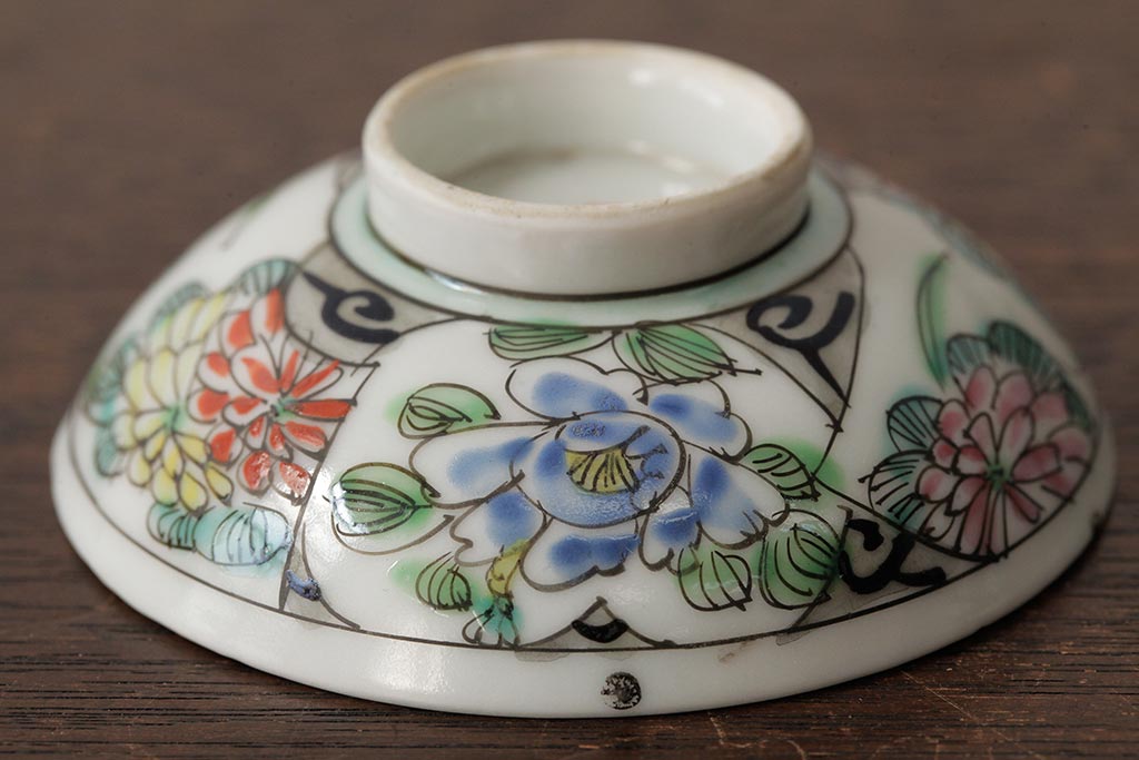 明治大正期　色絵染付蓋茶碗2客セット(和食器)(R-042811)