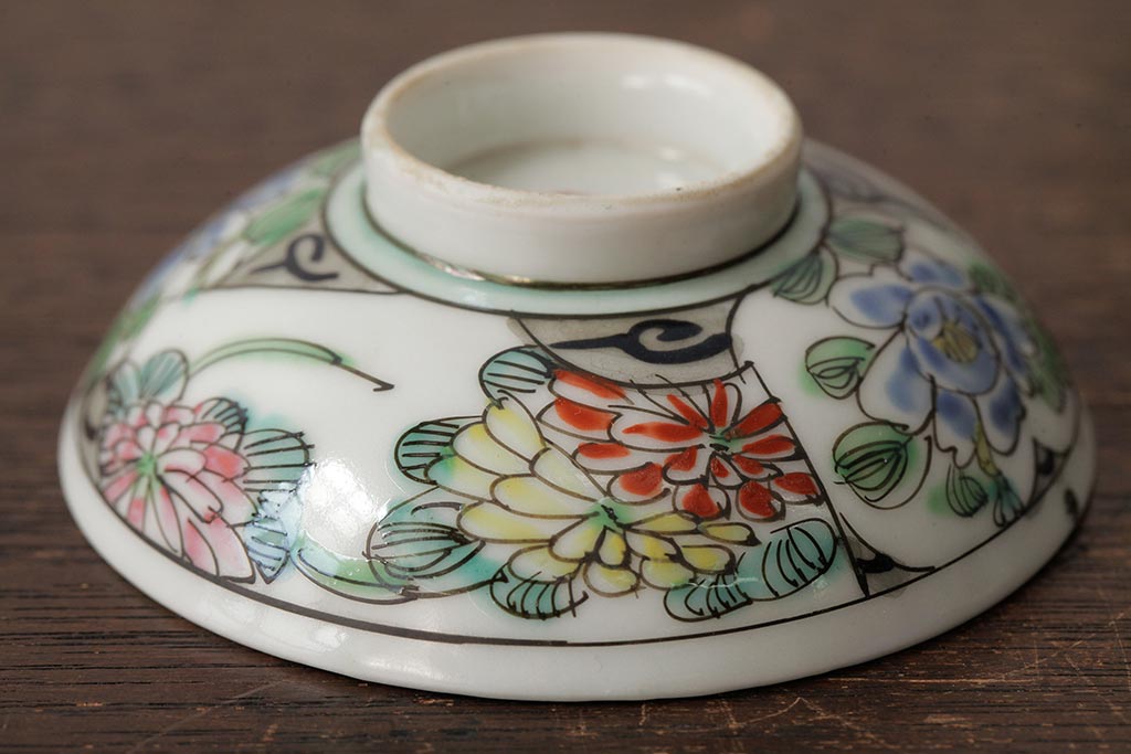 明治大正期　色絵染付蓋茶碗2客セット(和食器)(R-042811)