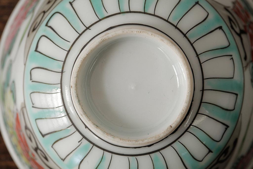 明治大正期　色絵染付蓋茶碗2客セット(和食器)(R-042811)