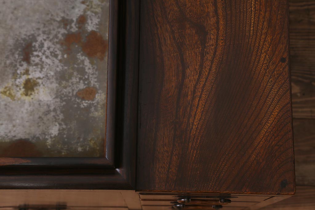 アンティーク家具　明治大正　ケヤキ材　美しい杢目が魅力の長火鉢(木製火鉢)(R-042813)