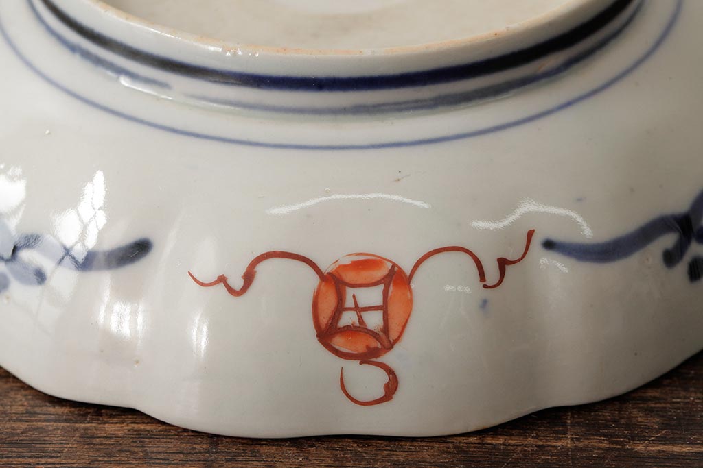 アンティーク雑貨　明治期　伊万里焼　金彩色絵なます皿3枚(中皿、和食器)(R-042831)