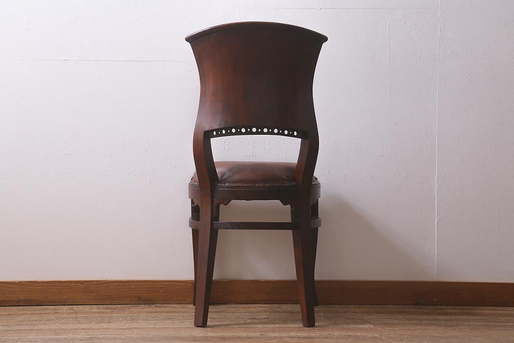 ビンテージ家具　本革使用の高級感あふれるチェア(椅子、ダイニングチェア)(R-042842)