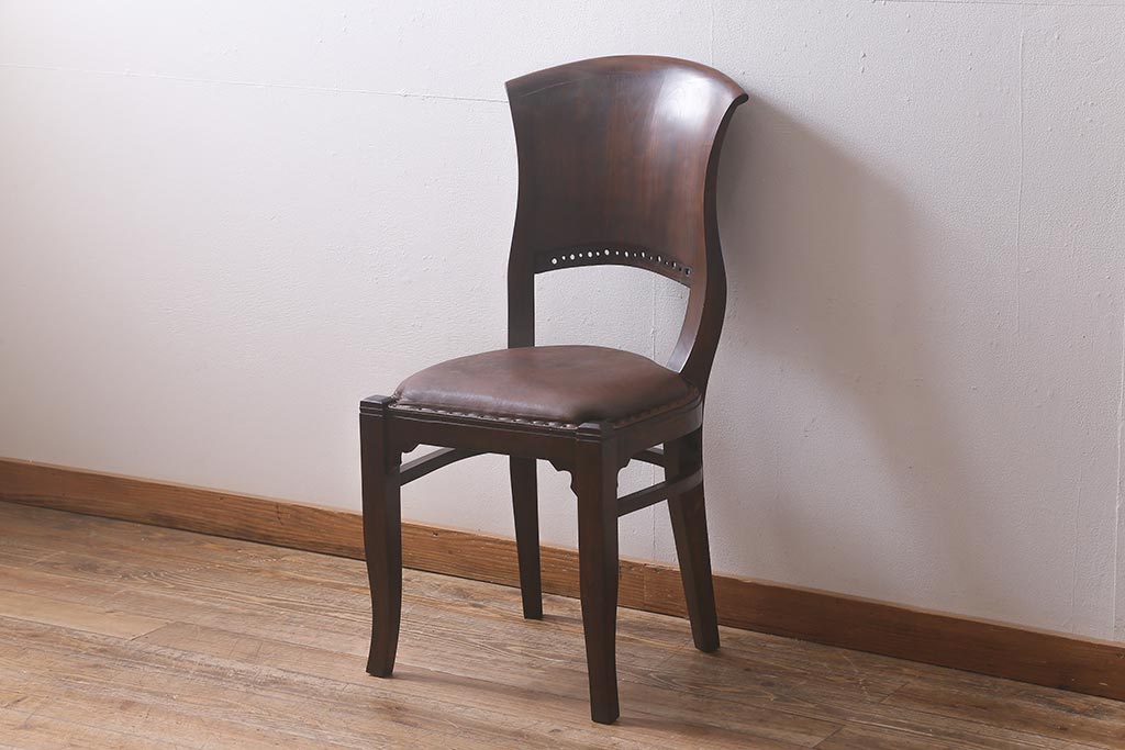 ビンテージ家具　本革使用の高級感あふれるチェア(椅子、ダイニングチェア)(R-042844)