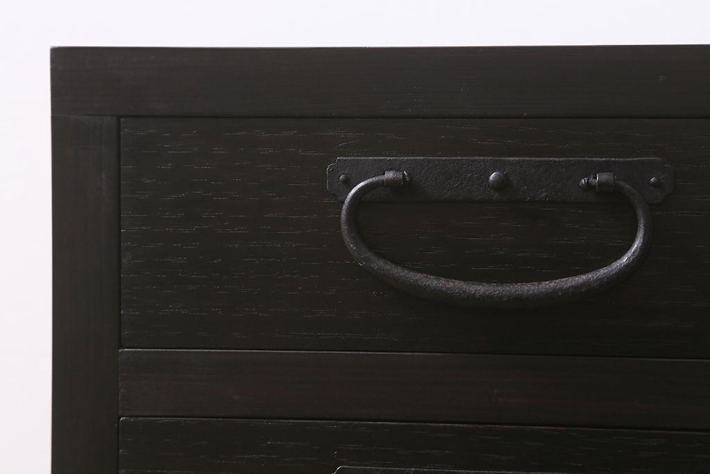 ラフジュ工房オリジナル　古金具リメイク　前板栗材　ヒノキ材　サイドチェストにも使える便利な小引き出し(小物収納、チェスト)(R-042849)