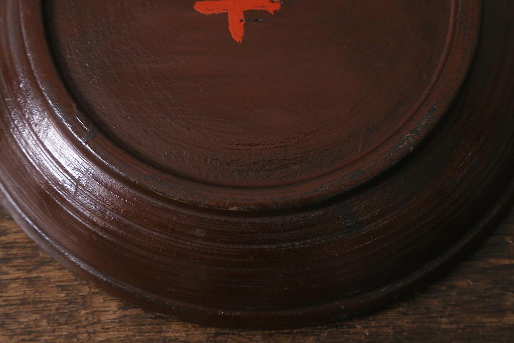 アンティーク雑貨　明治大正期　葡萄に蝿　蒔絵　木製菓子皿(漆器)(R-042864)