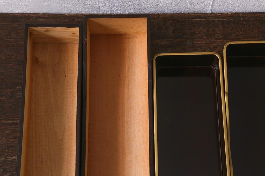 アンティーク雑貨　昭和初期　蒔絵　文箱2点セット(漆器、収納箱)(R-042868)