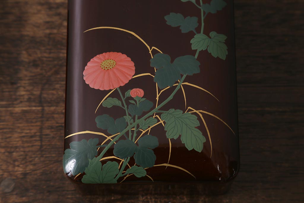 アンティーク雑貨　昭和初期　蒔絵　文箱2点セット(漆器、収納箱)(R-042868)