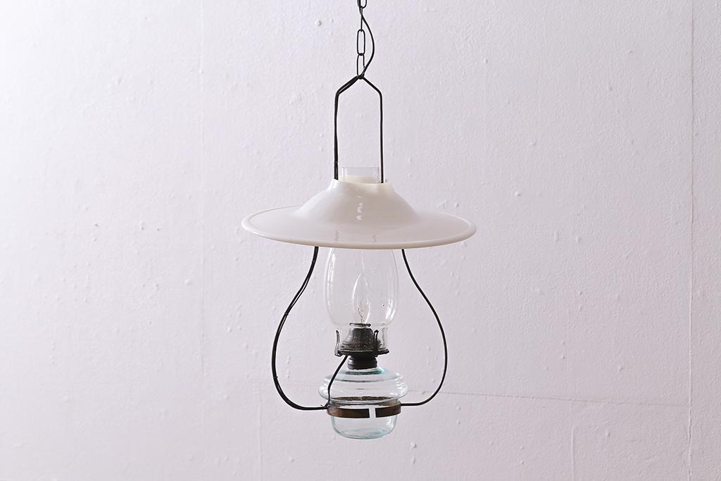 アンティーク照明　明治期　電気式リメイク　レトロな佇まいが魅力のランタン型ランプ(ペンダントライト、吊り下げ照明、天井照明)(R-042876)