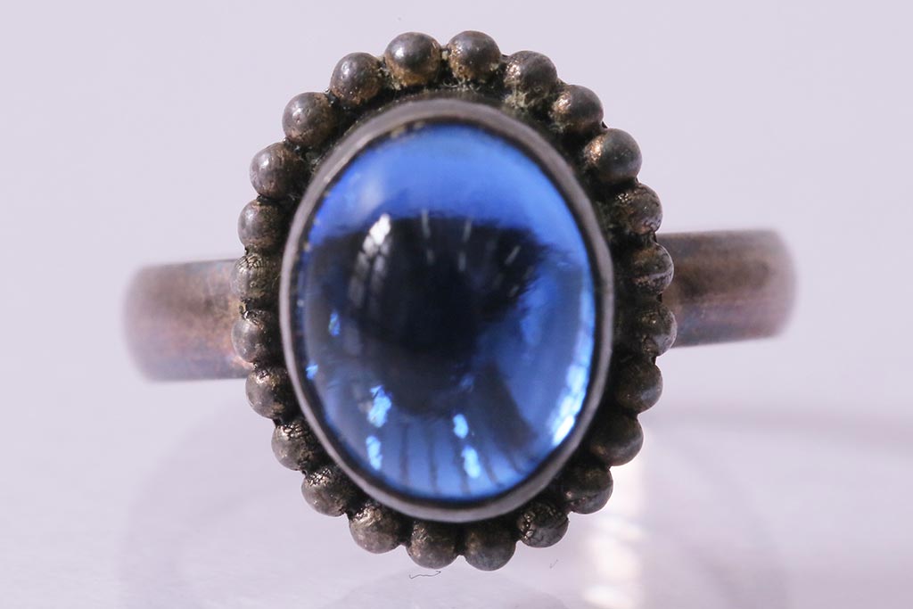 ヴィンテージアクセサリー　シルバー950　クラシカルなブルーのリング(指輪、ビンテージ)(R-042909)