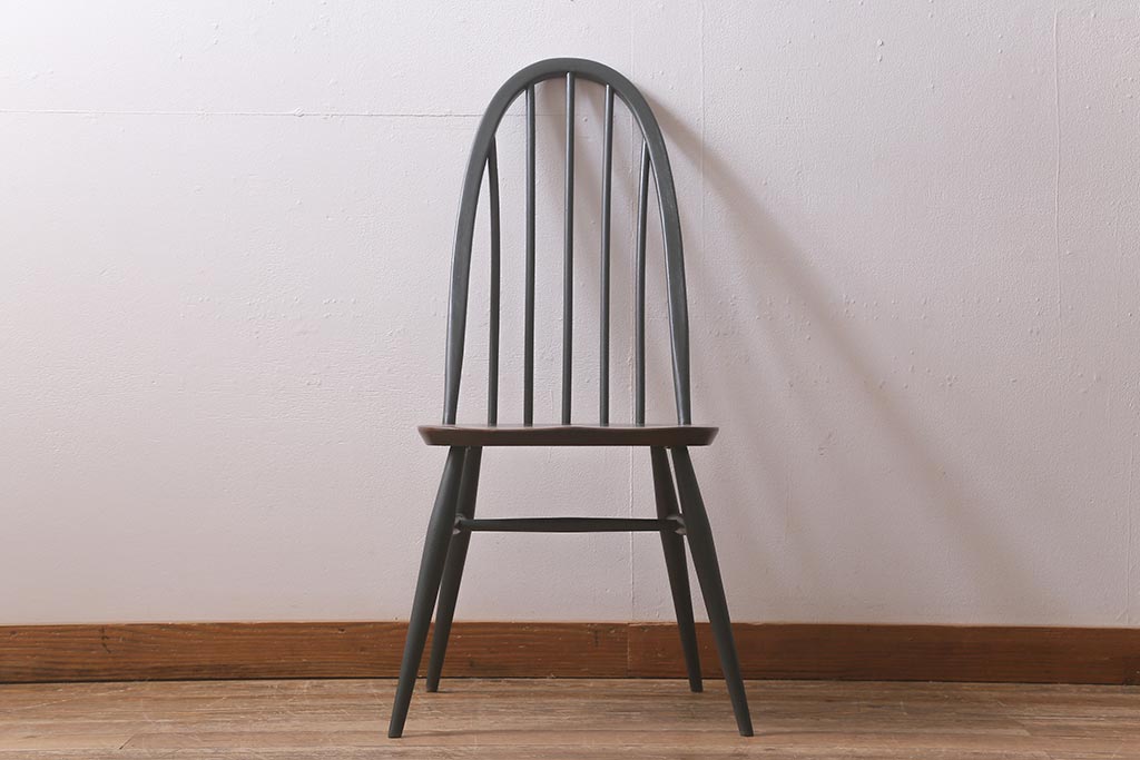 ヴィンテージ家具　ERCOL(アーコール)　ペイント　ダークグリーンがおしゃれなバイカラーのクエーカーチェア(ダイニングチェア、椅子、ビンテージ)(R-042942)