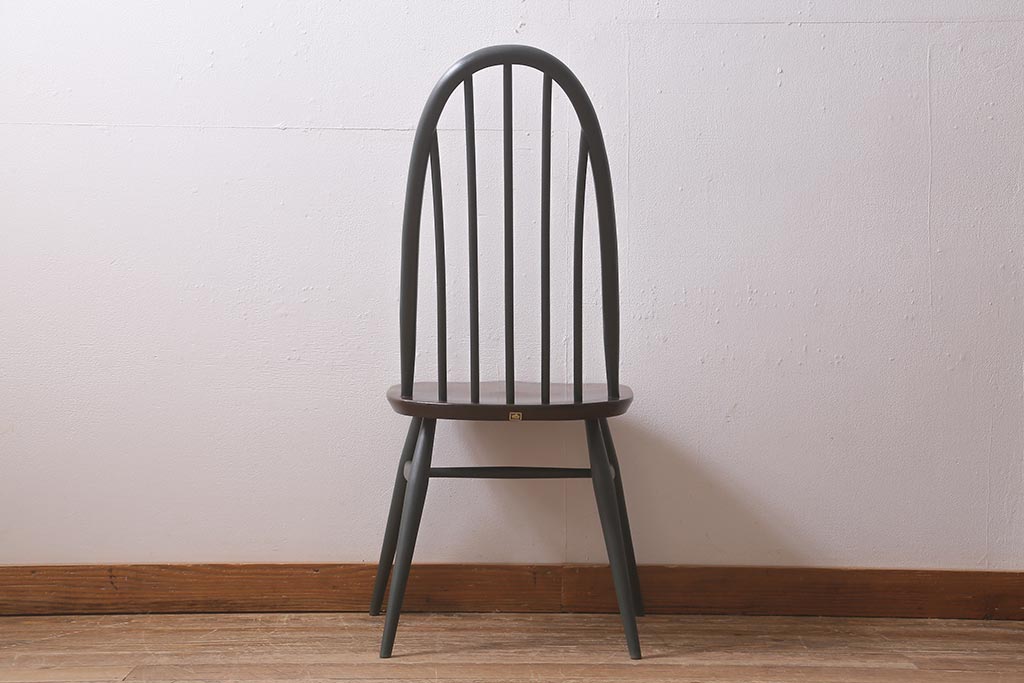 ヴィンテージ家具　ERCOL(アーコール)　ペイント　ダークグリーンがおしゃれなバイカラーのクエーカーチェア(ダイニングチェア、椅子、ビンテージ)(R-042942)