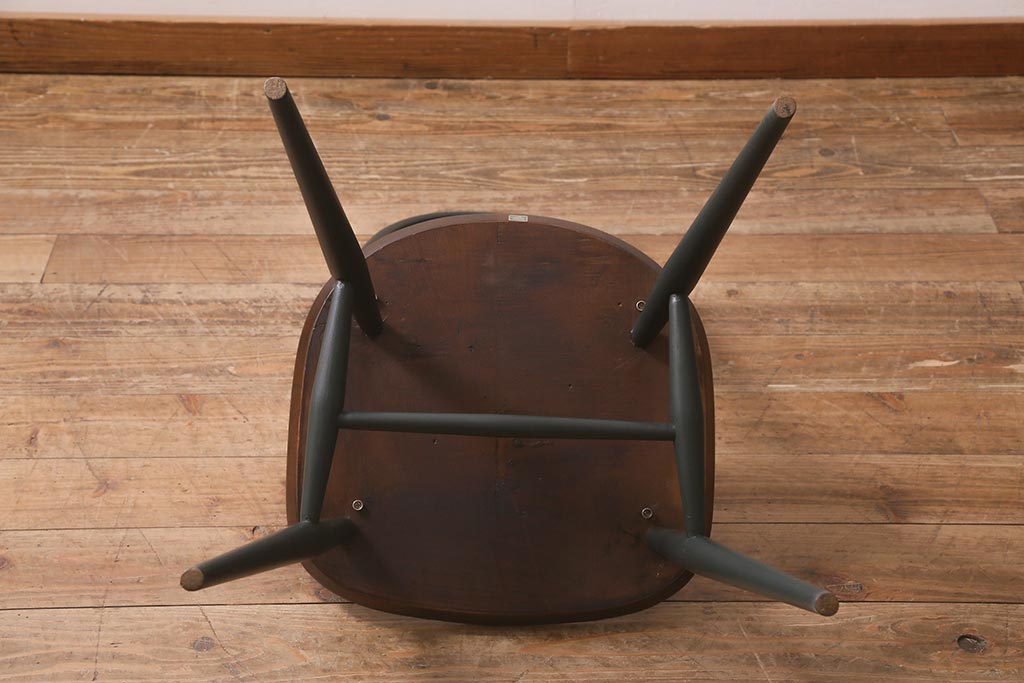 ヴィンテージ家具　ERCOL(アーコール)　ペイント　ダークグリーンがおしゃれなバイカラーのクエーカーチェア(ダイニングチェア、椅子、ビンテージ)(R-042942)