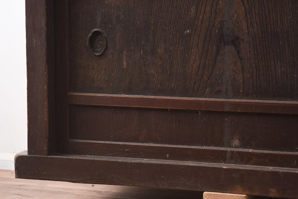 和製アンティーク家具　明治大正期　前面ヒノキ材　モダンな雰囲気漂う小ぶりな水屋箪笥サイドボード(収納棚、戸棚)(R-042948)
