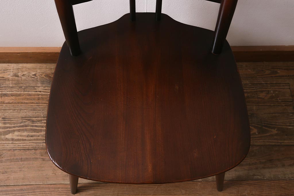 ヴィンテージ家具　イギリスビンテージ　ERCOL(アーコール)　希少!洗練されたデザインのラダーバックチェア(ダイニングチェア、椅子)(R-042958)