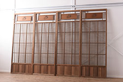 アンティーク建具　シックな空間作りにおすすめな帯戸2枚セット(引き戸、板戸)(R-068859)