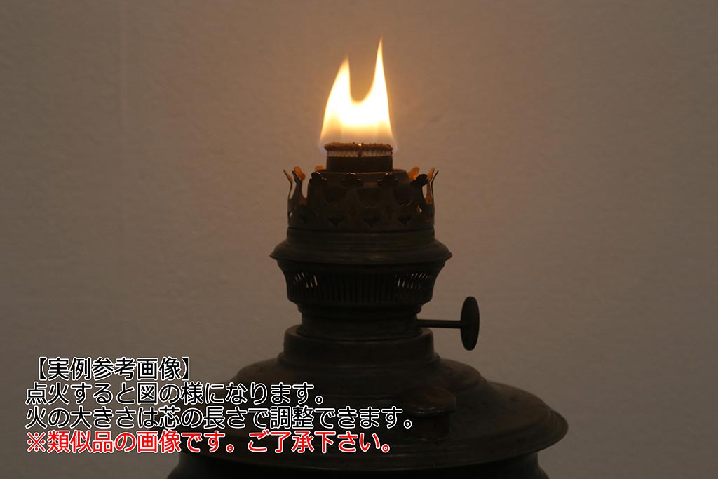 アンティーク雑貨　ジャンクな風合いがおしゃれなアイアン製のオイルランプ(灯油ランプ)(R-042979)