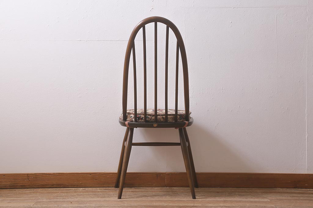 ヴィンテージ家具　ERCOL(アーコール)　クッション付き　カントリースタイルにも合うクエーカーチェア(椅子、ビンテージ)(R-042993)