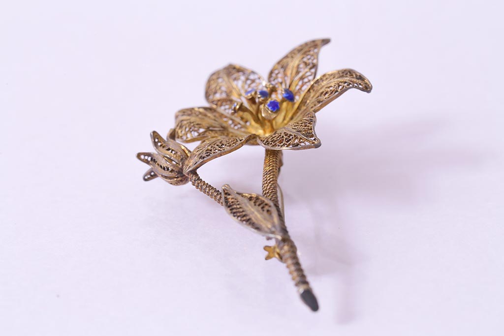 ヴィンテージアクセサリー　シルバー　835　レトロシックな花モチーフのブローチ(ビンテージ)(R-043009)