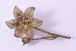 ヴィンテージアクセサリー　シルバー　835　レトロシックな花モチーフのブローチ(ビンテージ)(R-043009)