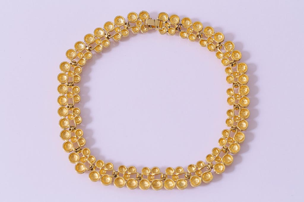 ビンテージアクセサリー　和製　統一感のあるデザインのアクセサリー2点(ネックレス・イヤリング)(R-043019)