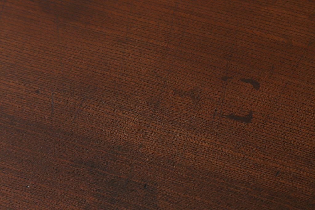 アンティーク家具　大正昭和初期　総ケヤキ材　挽き物脚が目を引く文机(座卓、座机、ローテーブル、センターテーブル)(R-043032)