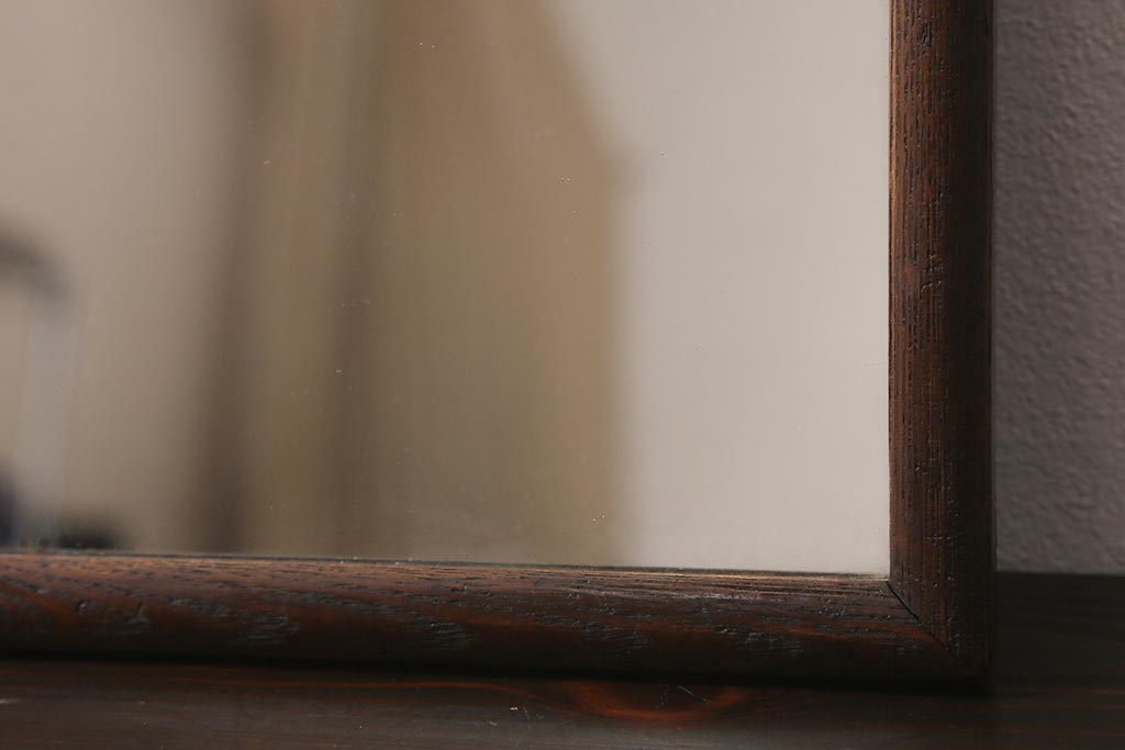 アンティーク雑貨　和製アンティーク　栗材　素朴な木肌が味わい深いミラー(卓上、鏡)(R-043038)