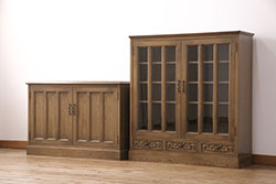 イギリスアンティーク　オーク材　繊細な装飾がエレガントな雰囲気を醸し出すサイドボード(サイドキャビネット、収納棚、戸棚)(R-060604)