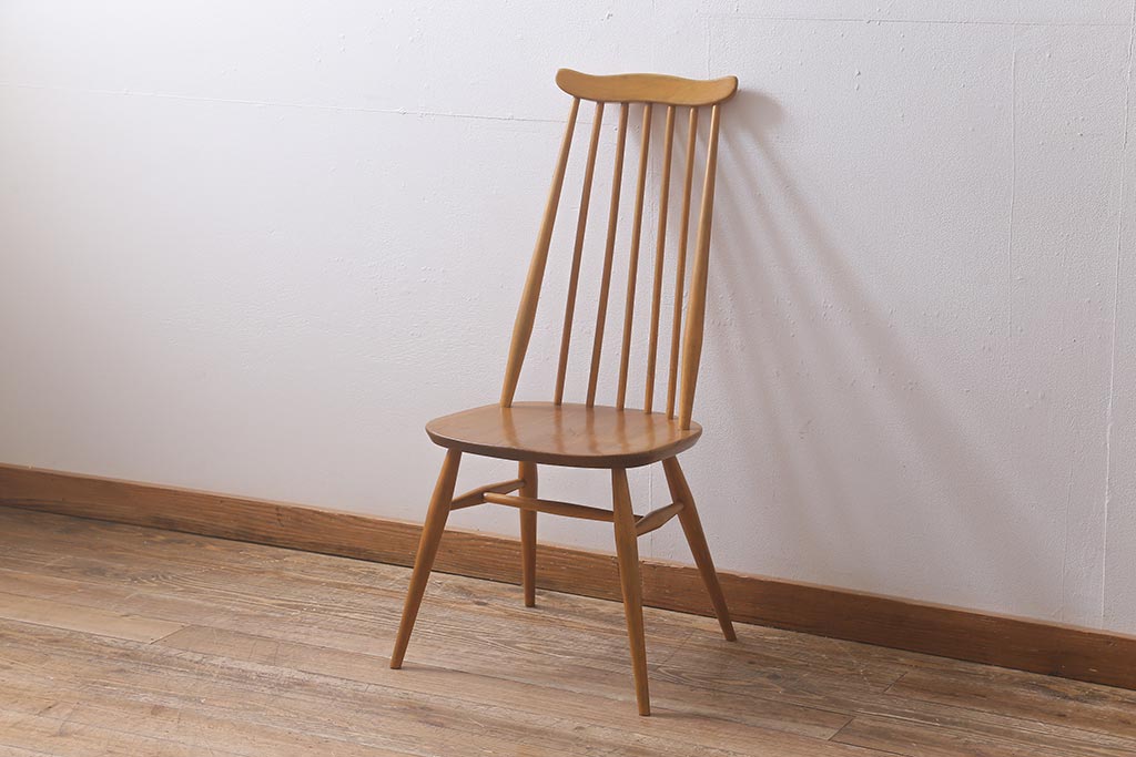 ヴィンテージ家具　イギリスビンテージ　ERCOL(アーコール)　ゴールドスミス　ナチュラルな木色が魅力のチェア (ダイニングチェア、椅子)(R-043077)