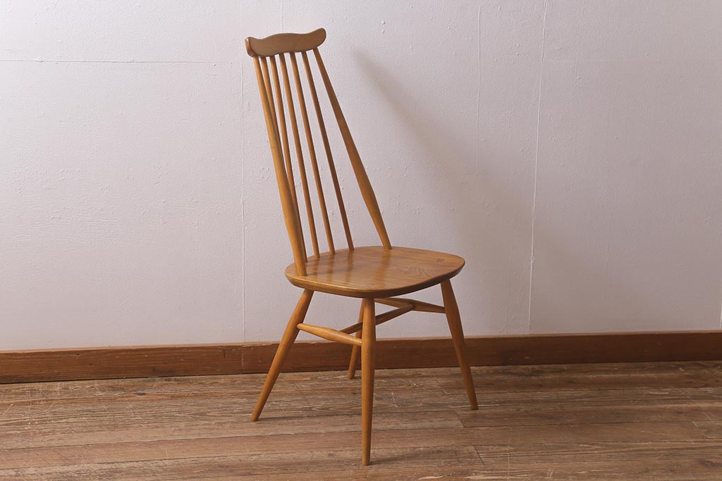 ヴィンテージ家具　イギリスビンテージ　ERCOL(アーコール)　ゴールドスミス　ナチュラルな木色が魅力のチェア (ダイニングチェア、椅子)(R-043077)