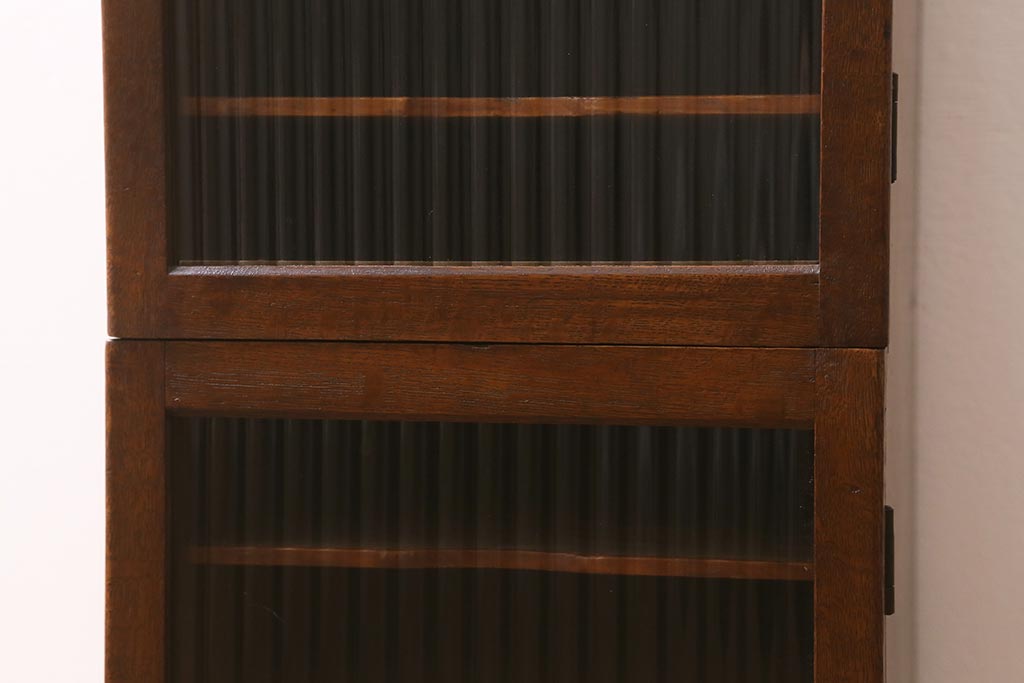 和製アンティーク　ナラ材　昭和中期　珍しいサイズのアンティーク縦型書類棚(カルテケース、整理棚、サイドキャビネット)(R-043082)
