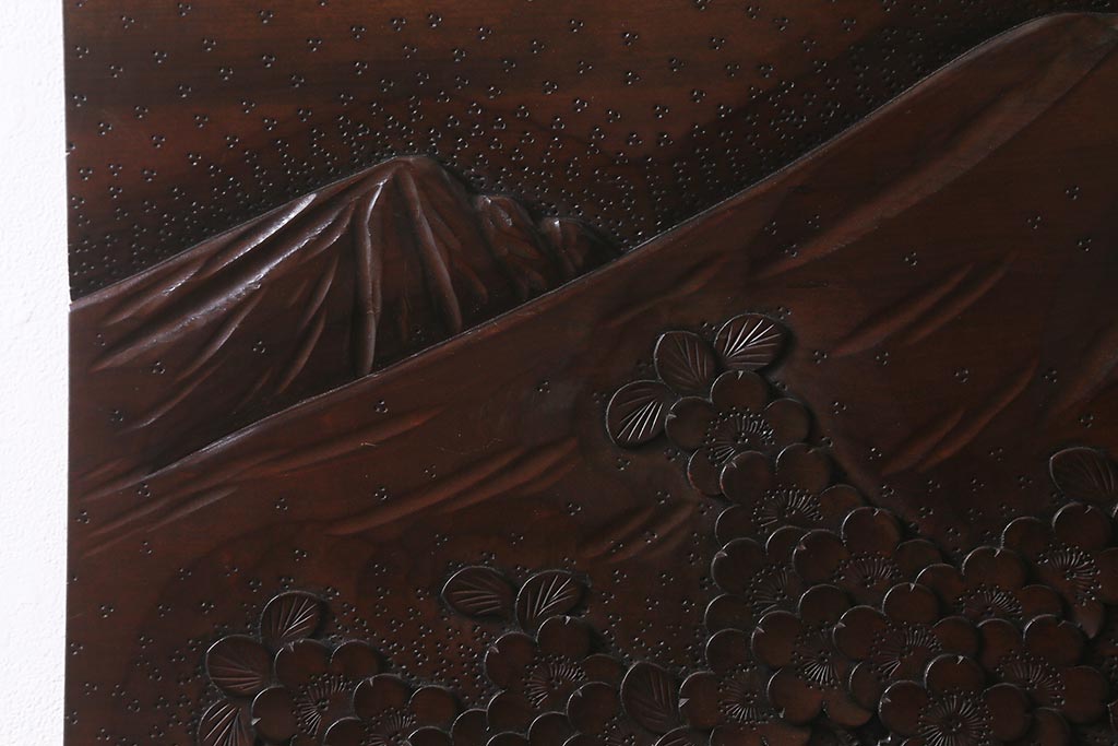 ビンテージ　伝統工芸　軽井沢彫り　壁掛け飾り(ウォールデコレーション、ディスプレイ)(R-043124)