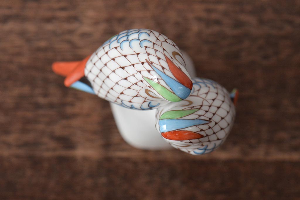 ハンガリー　HOLLOHAZA(ホロハーザ)　オウムフィギュリン(インコ?、鳥、置物、磁器)(R-043243)