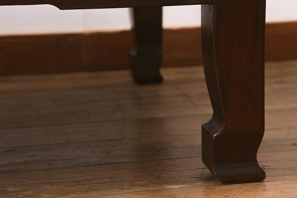 和製アンティーク　昭和初期　総ケヤキ材　力強い杢目が美しい座卓(ローテーブル、センターテーブル)(R-043272)
