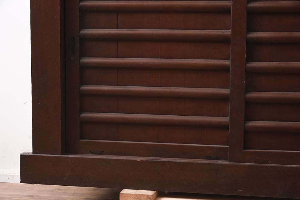 アンティーク家具　横桟引き戸の4尺水屋サイドボード(四尺水屋箪笥、戸棚、収納棚)(R-043285)