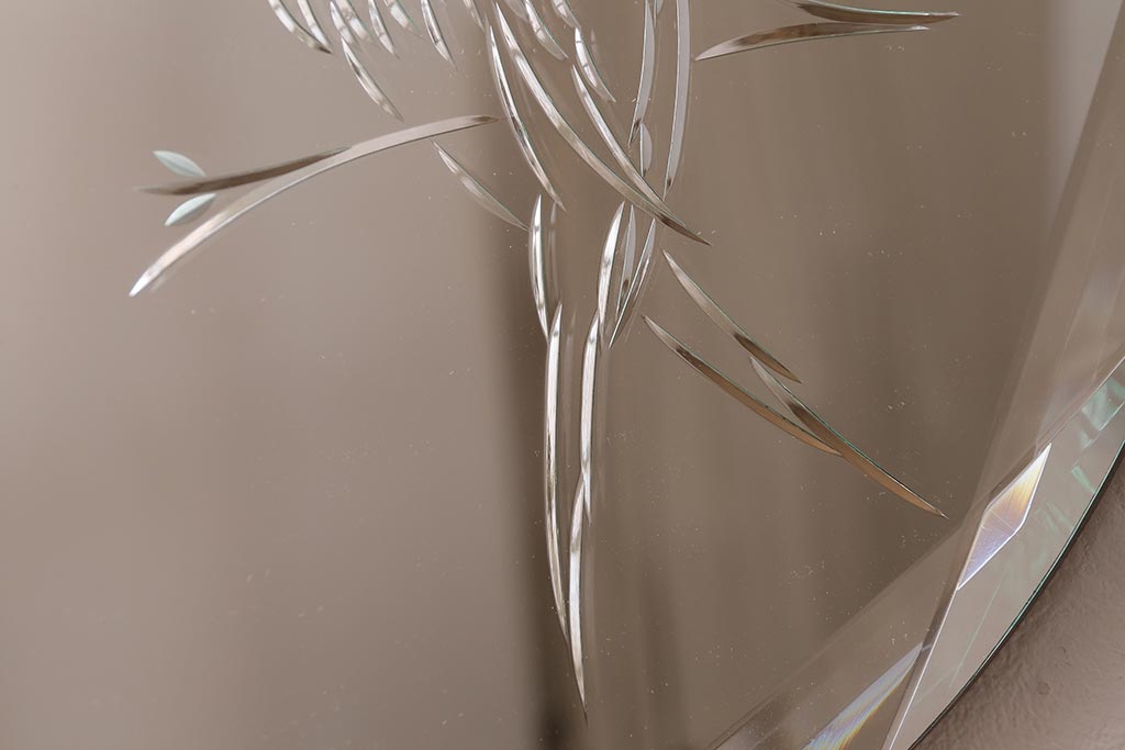 ヨーロッパヴィンテージ　動物モチーフのカットが愛らしいウォールミラー(鏡、ビンテージ)(R-043306)