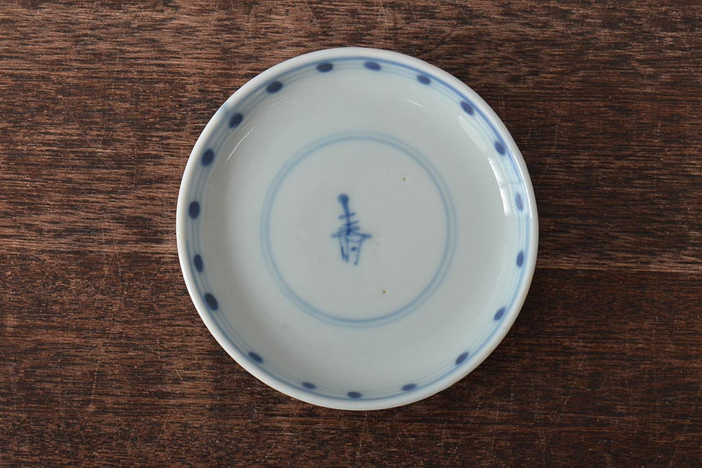 古民具・骨董　明治期　伊万里焼　染付蓋茶碗3客セット(和食器)(R-043344)