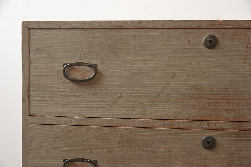 レトロ家具　昭和中期　桐材　台輪付き　シンプルで素朴な箪笥2段(ローボード、テレビ台、チェスト、引き出し、桐箪笥、桐たんす)(R-043350)