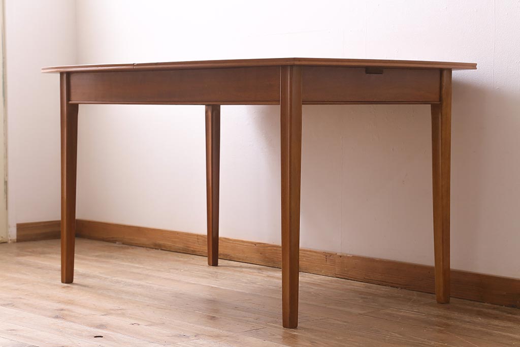ヴィンテージ家具　イギリスビンテージ　Vanson　チーク・ブナ材　北欧スタイルのエクステンションテーブル(ダイニングテーブル)(R-043353)