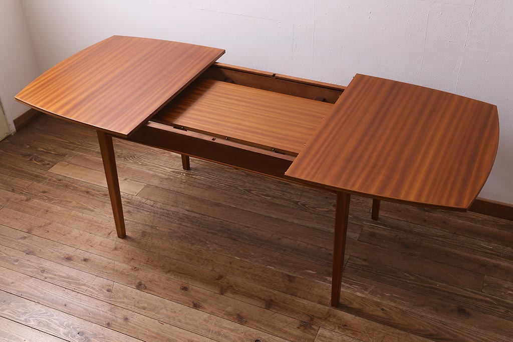 ヴィンテージ家具　イギリスビンテージ　Vanson　チーク・ブナ材　北欧スタイルのエクステンションテーブル(ダイニングテーブル)(R-043353)
