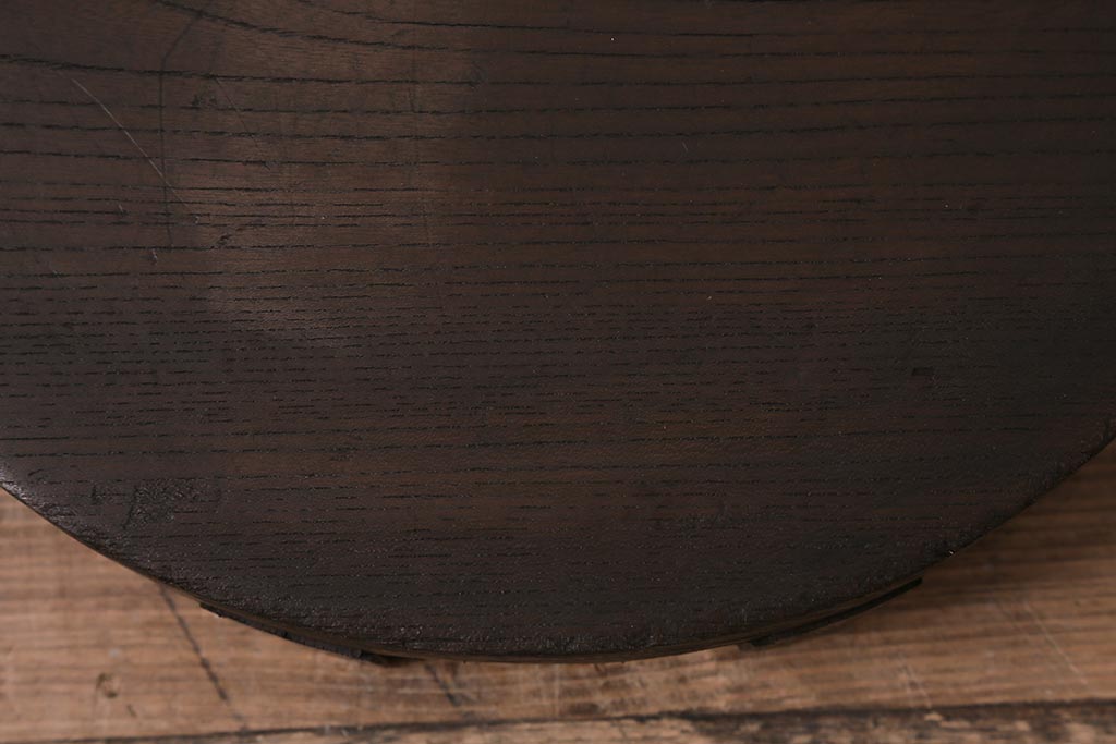 アンティーク雑貨　総ケヤキ材　花台にぴったりな古い味わいのある釜の蓋(飾り台、飾り棚)(R-043379)