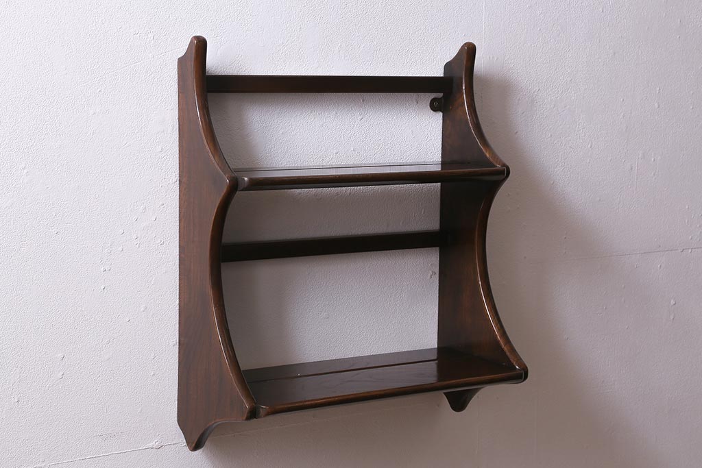ヴィンテージ家具　イギリスビンテージ　ERCOL(アーコール)　大人の雰囲気漂う上質な壁掛け収納(ウォールシェルフ、吊り戸棚)(R-043385)