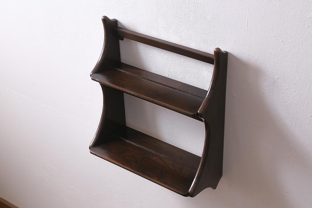 ヴィンテージ家具　イギリスビンテージ　ERCOL(アーコール)　大人の雰囲気漂う上質な壁掛け収納(ウォールシェルフ、吊り戸棚)(R-043385)