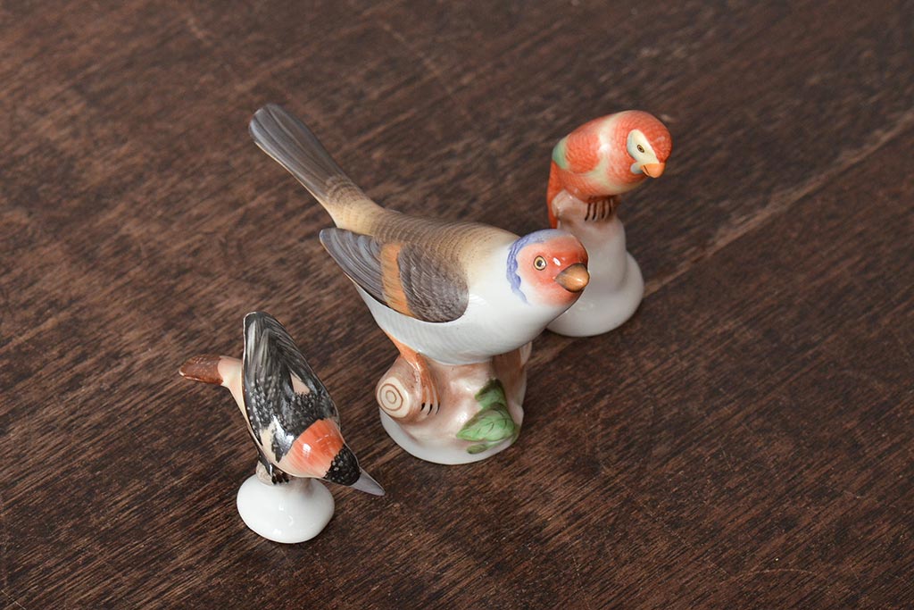ハンガリー HEREND(ヘレンド) 鳥 フィギュリン3個セット 陶器 置物 