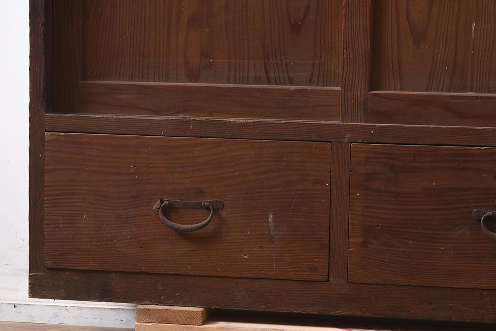 和製アンティーク　大正昭和初期　大胆な杢目が美しい戸棚(収納棚、キャビネット)(R-043451)