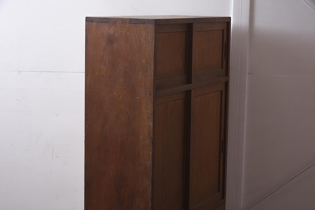 和製アンティーク　大正昭和初期　大胆な杢目が美しい戸棚(収納棚、キャビネット)(R-043451)