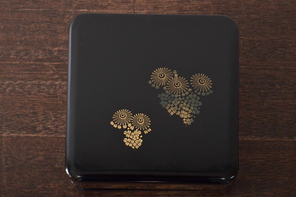 輪島塗　北濱清謙　清鳳堂　花蒔絵木製三段重箱(漆器)(R-043466)