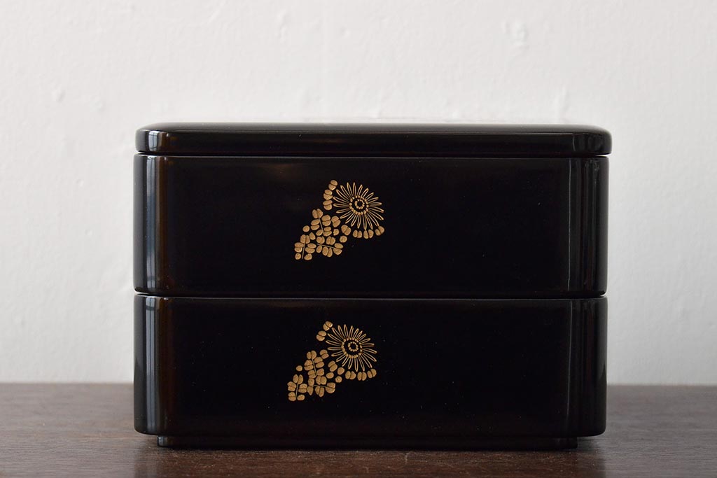 輪島塗　北濱清謙　清鳳堂　花蒔絵木製三段重箱(漆器)(R-043466)